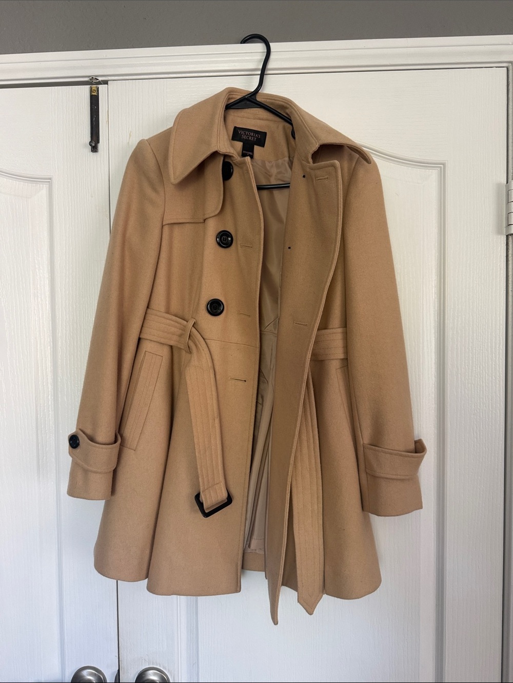 Victoria's Secret Camel Wool-Blend Trench Coat with Belt